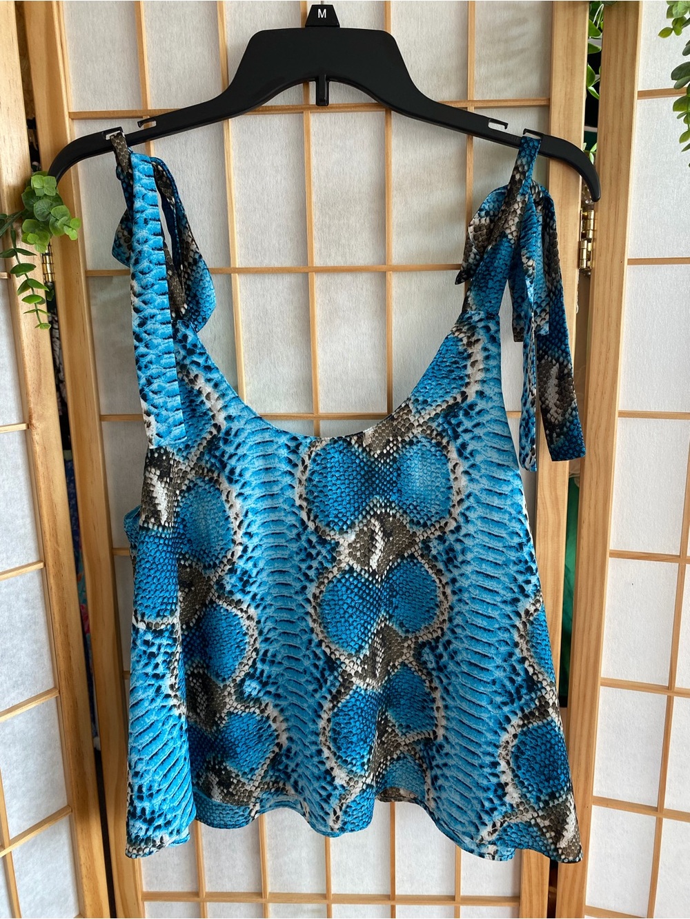 Buddy Love Blue Snake-Print Tie-Strap Camisole